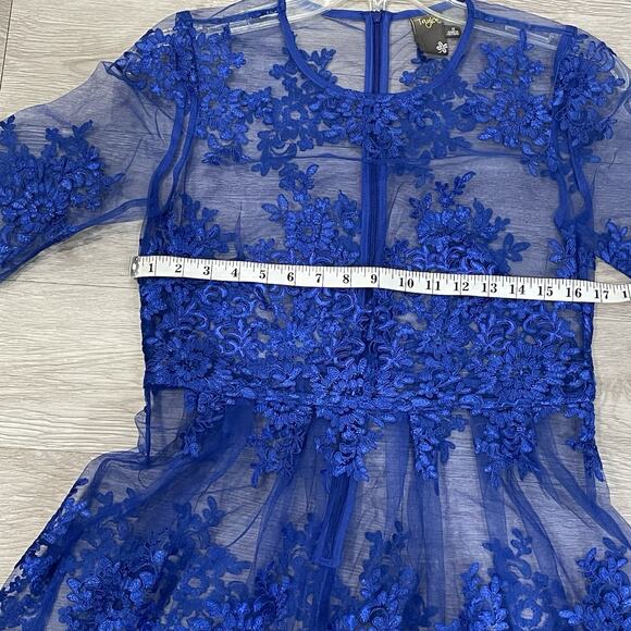 Womens Dress Size 8 Mesh Sheer Holiday Wedding Guest Going Out Party Embroidere - Picture 4 of 6